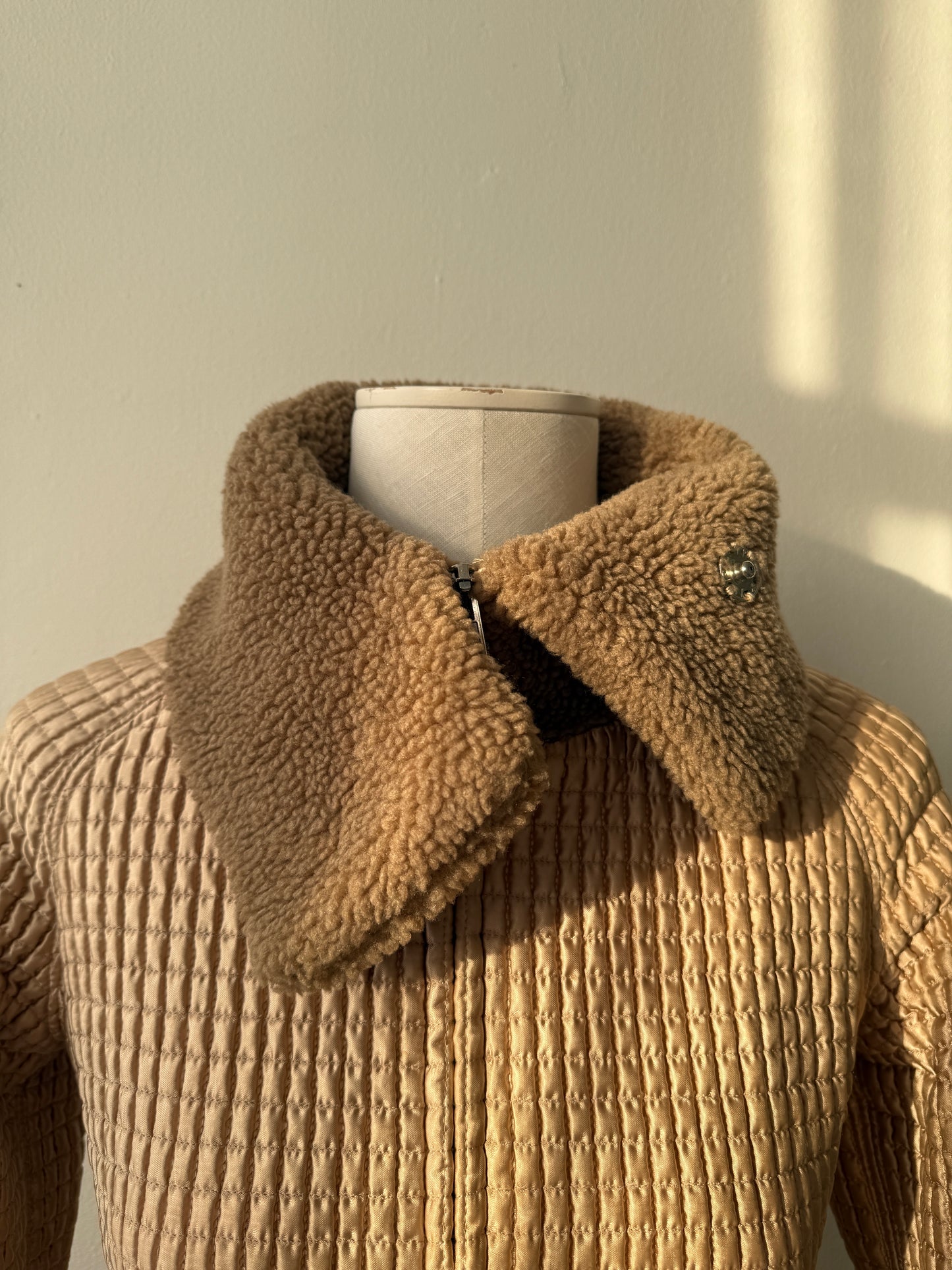 Miu Miu F/W 2002 Gold Quilted Faux Shearling Runway Jacket