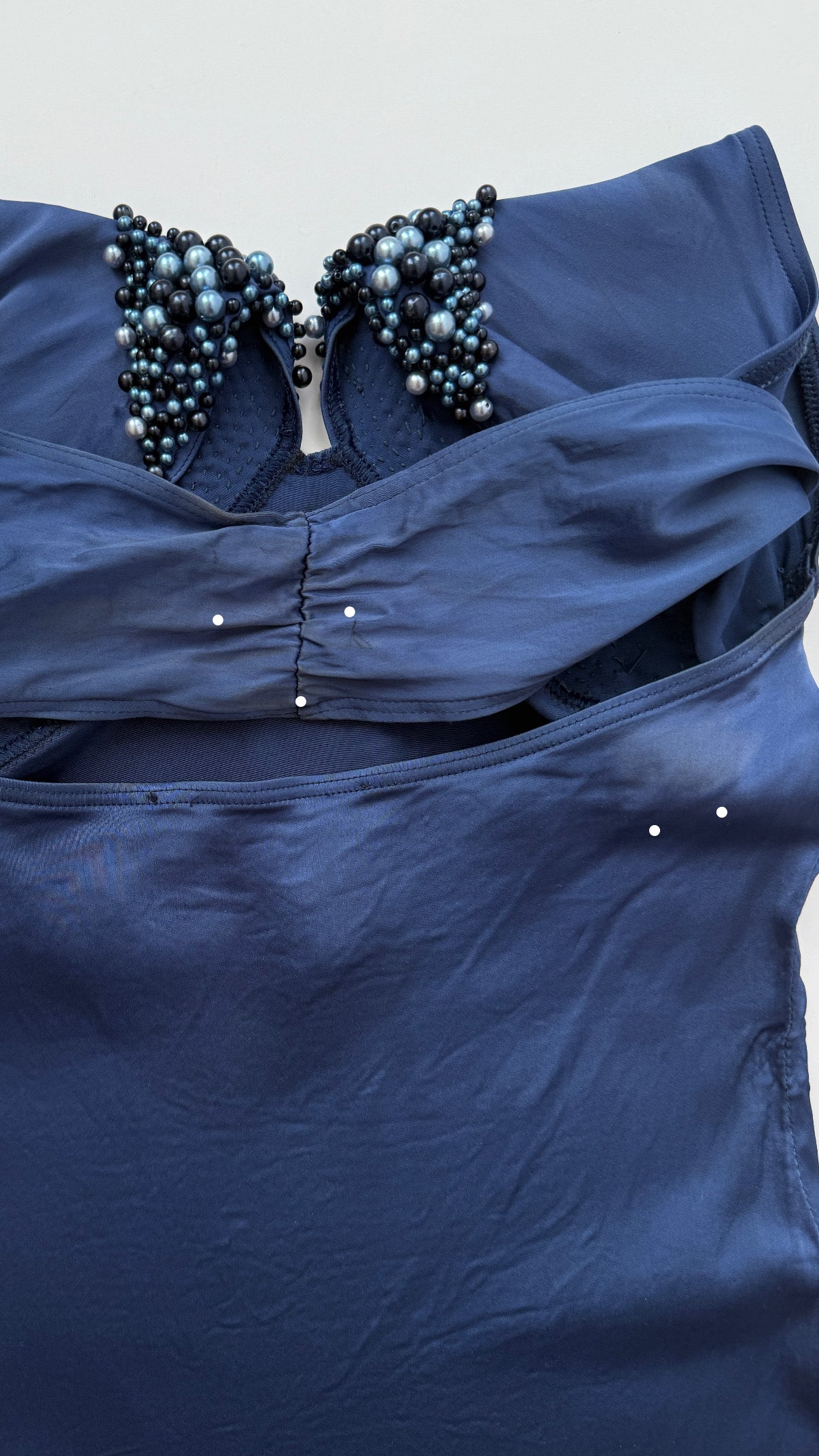 Blumarine S/S 1990 Vintage Blue Pearl Halter Dress (XS-M)