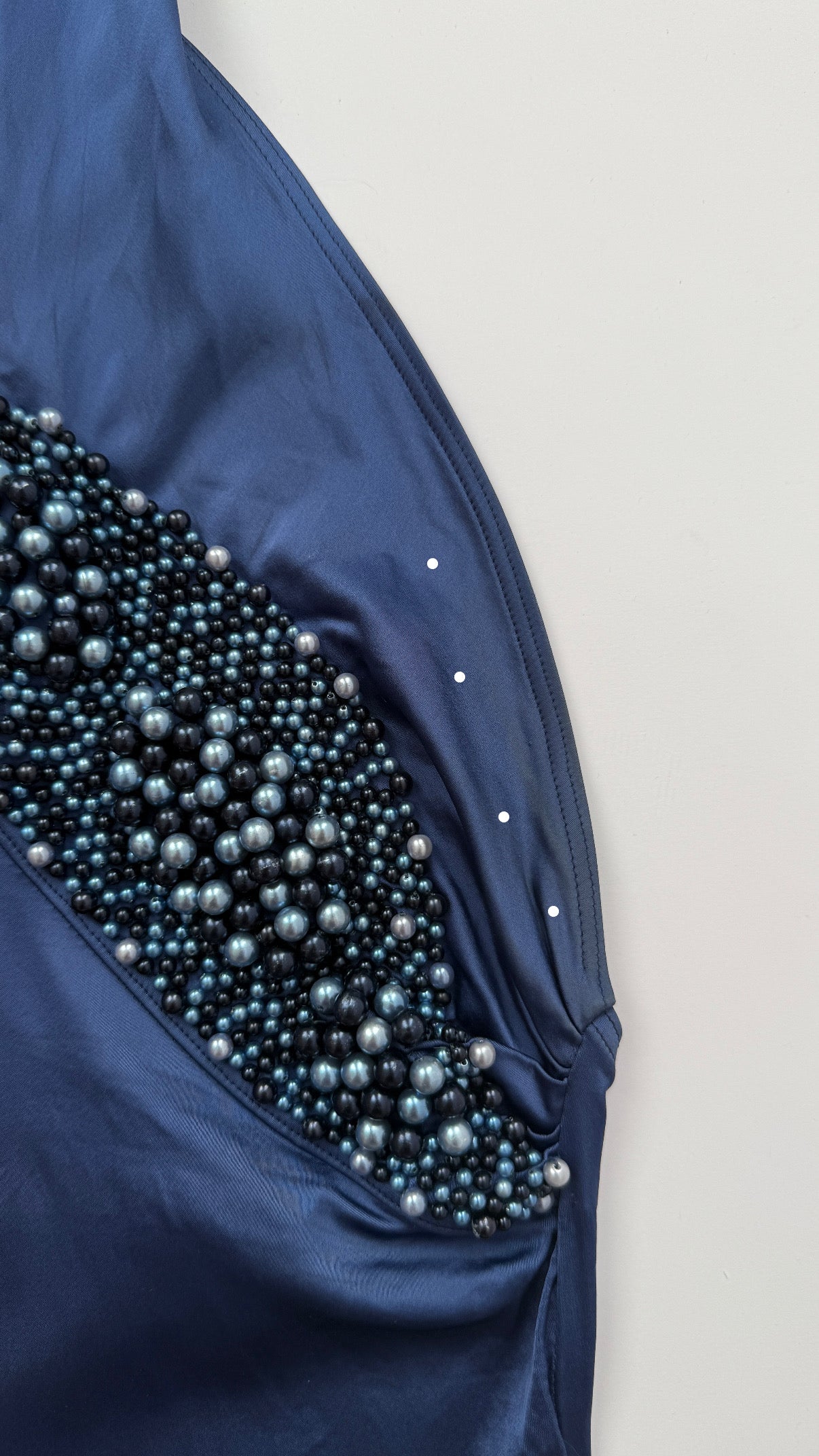 Blumarine S/S 1990 Vintage Blue Pearl Halter Dress (XS-M)