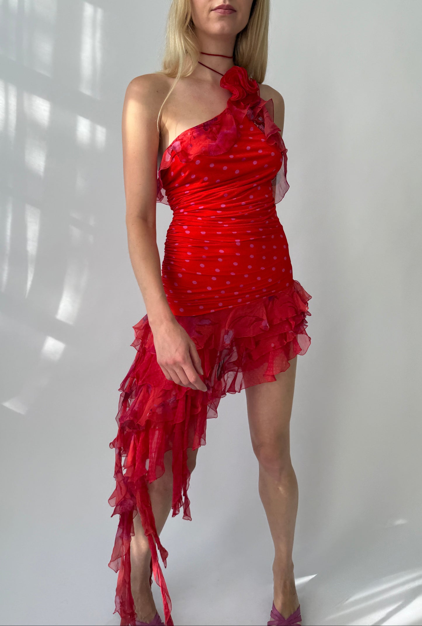 Emanuel Ungaro S/S 2003 Ruffle Halter Runway Dress (XS)