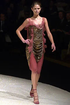 Emanuel Ungaro F/W 2003 Runway Black Silk Ruched Dress (S)