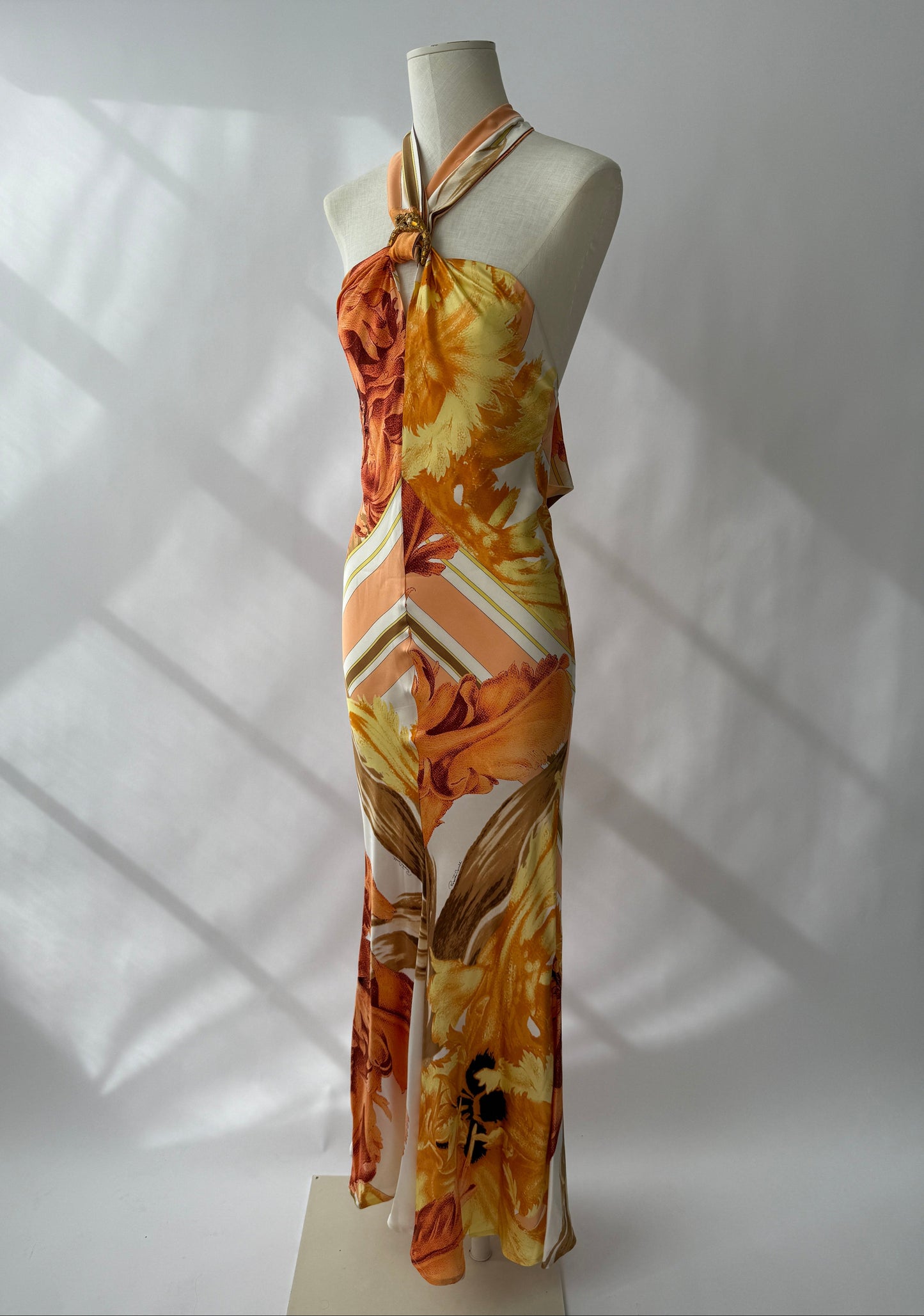 Roberto Cavalli 2005 Vintage Silk Printed Halter Dress (M)