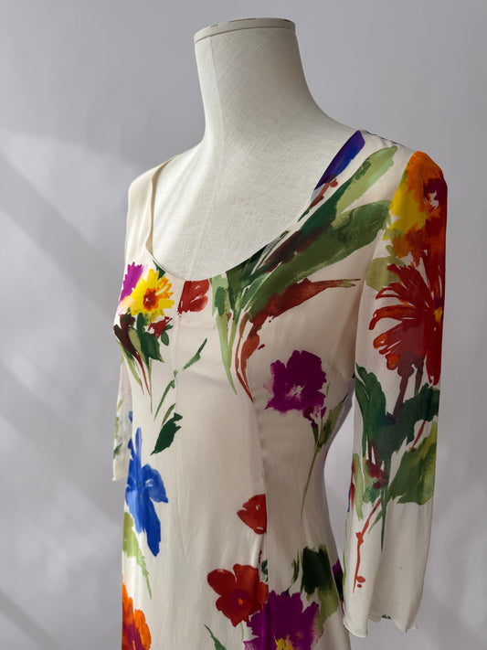 Dolce & Gabbana S/S 2002 Vintage Silk Floral Dress (XS/S)