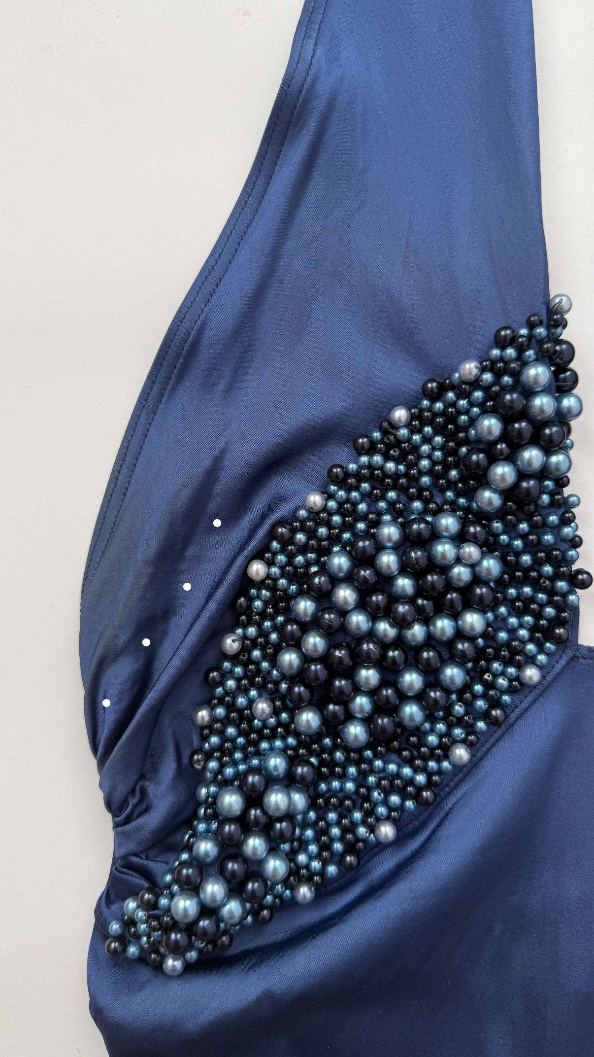 Blumarine S/S 1990 Vintage Blue Pearl Halter Dress (XS-M)