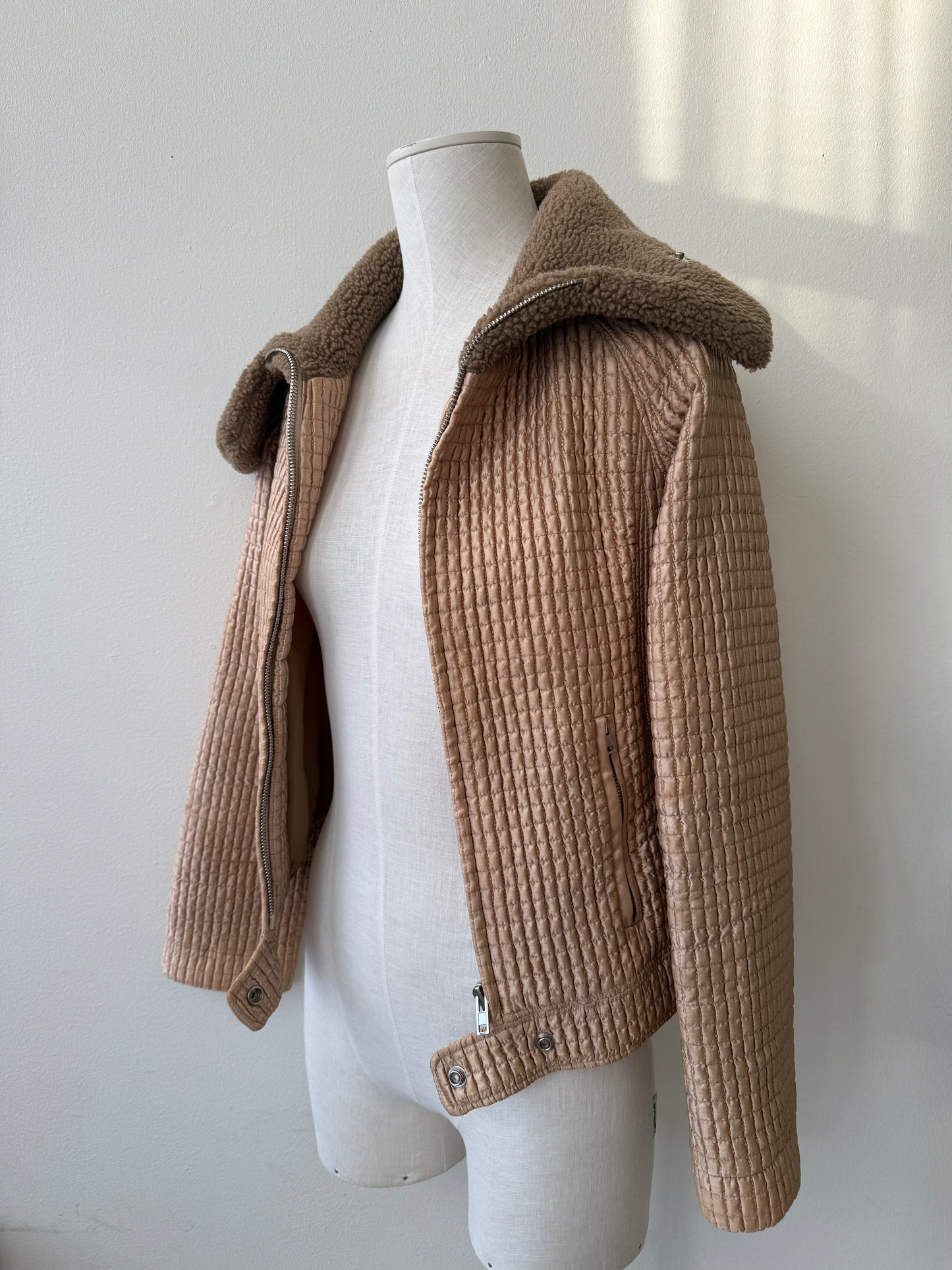 Miu Miu F/W 2002 Gold Quilted Faux Shearling Runway Jacket