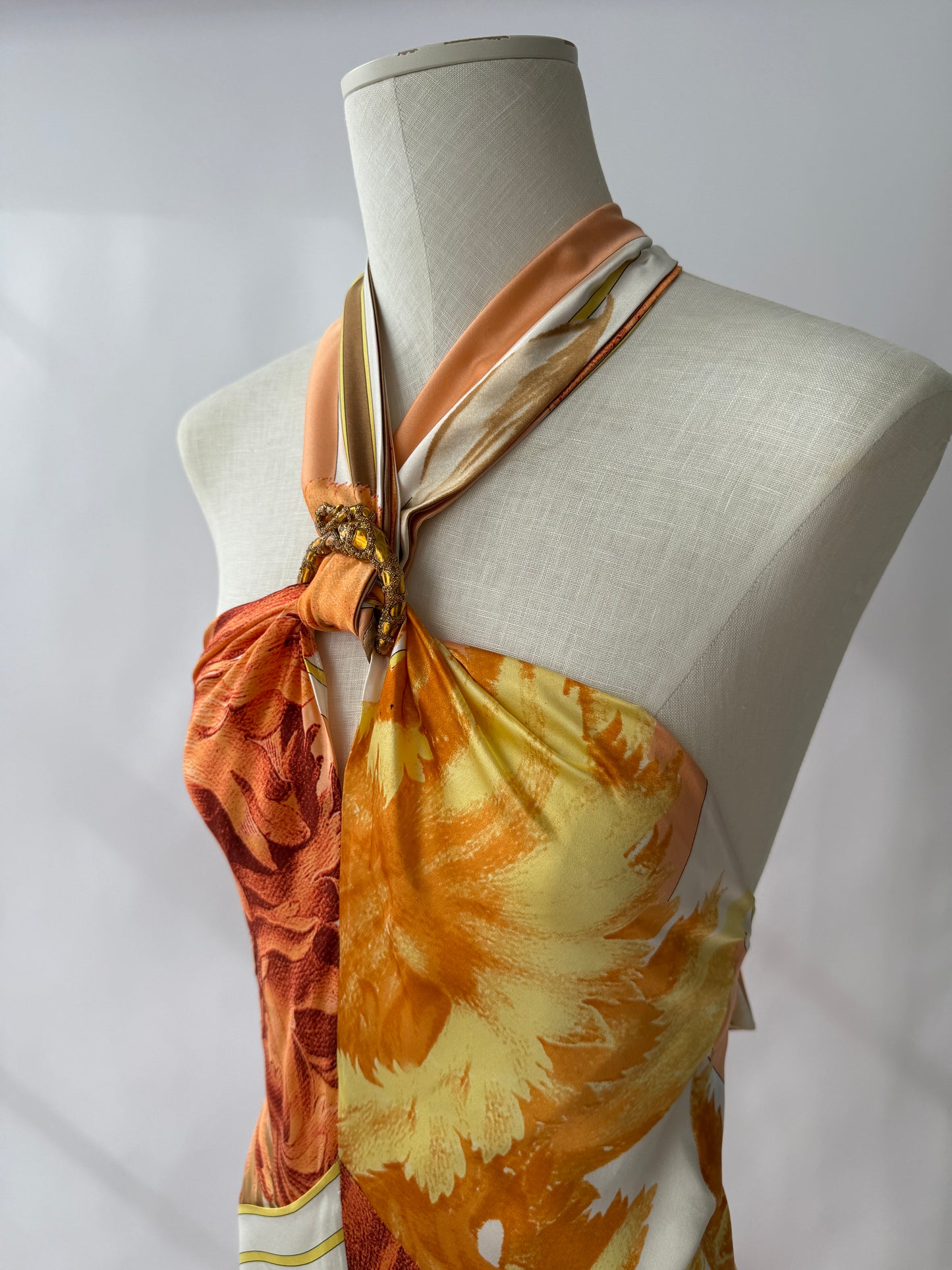 Roberto Cavalli 2005 Vintage Silk Printed Halter Dress (M)