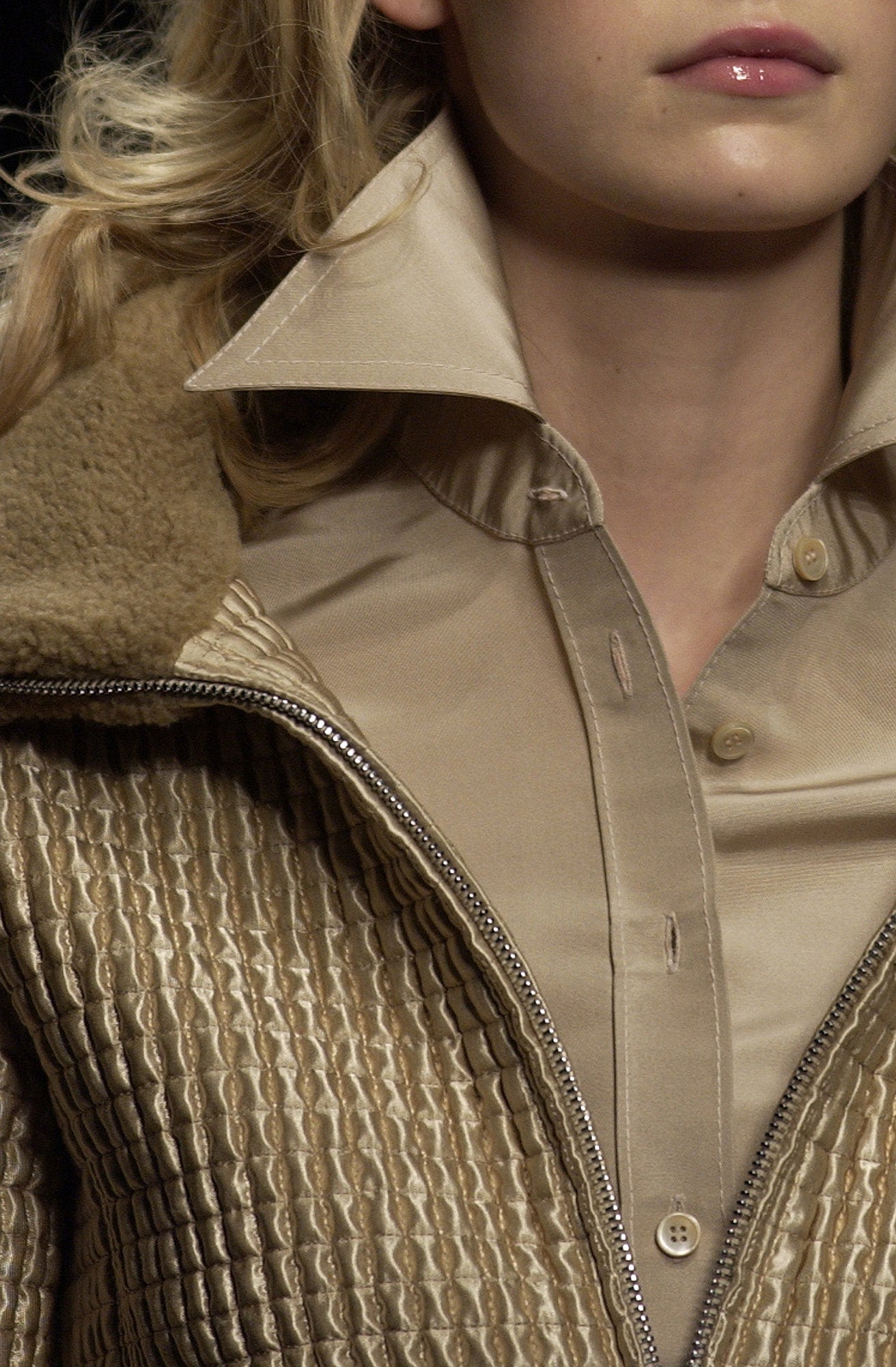 Miu Miu F/W 2002 Gold Quilted Faux Shearling Runway Jacket
