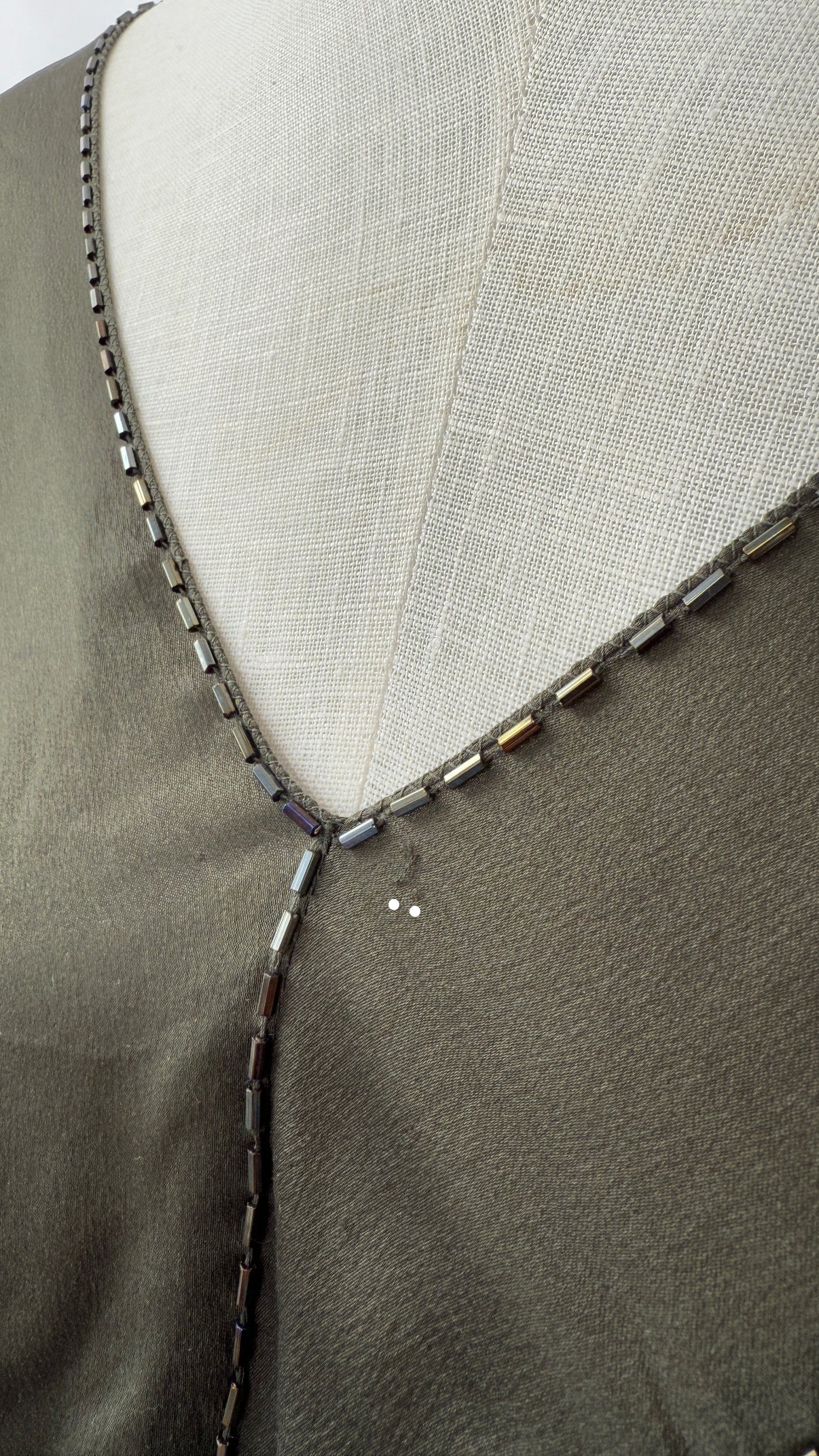 Prada F/W 1997 Beaded Vintage Green Silk Dress (S/M)