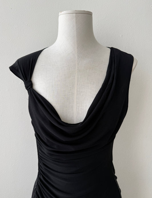 Emanuel Ungaro 2004 Black Silk Ruffle Dress (S)