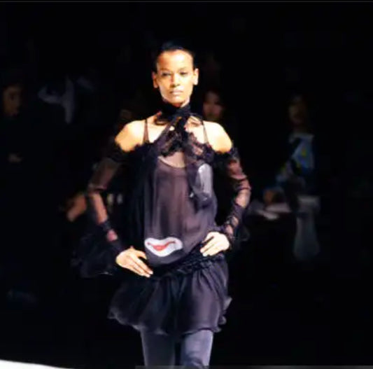 Emanuel Ungaro F/W 2003 Black Silk Ruched Maxi Halter Neck Dress (S)