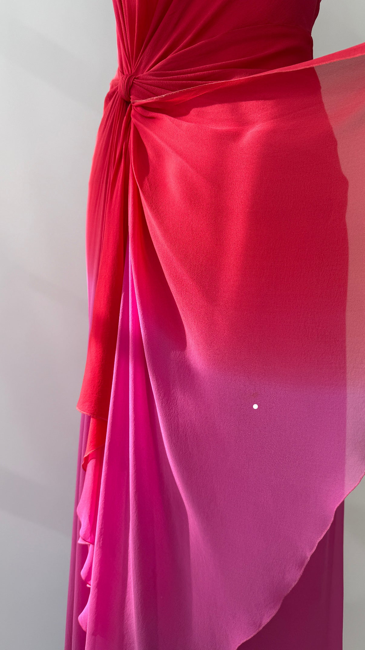 Vintage Versace F/W 2002 Runway Pink Ombre Open Back Silk Dress in size S.