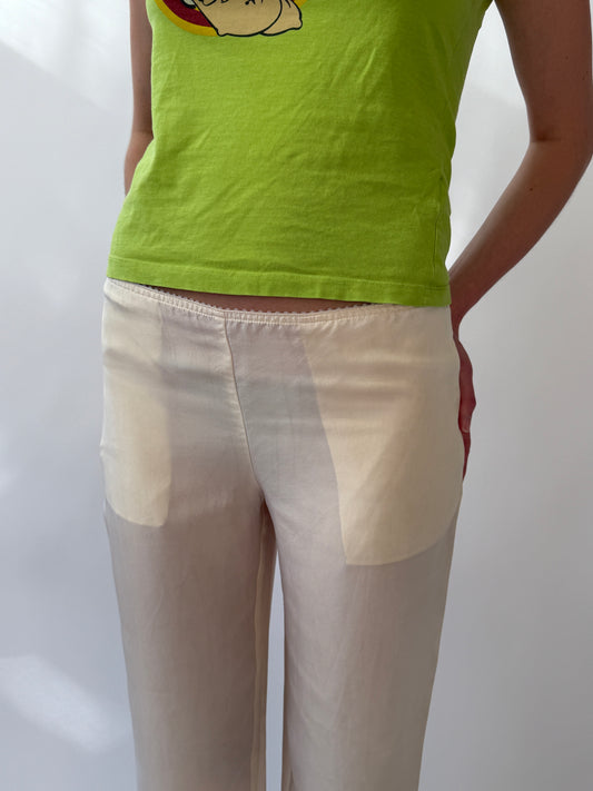 Gucci by Tom Ford 2002 White Silk Semi-Sheer Pants (XS)