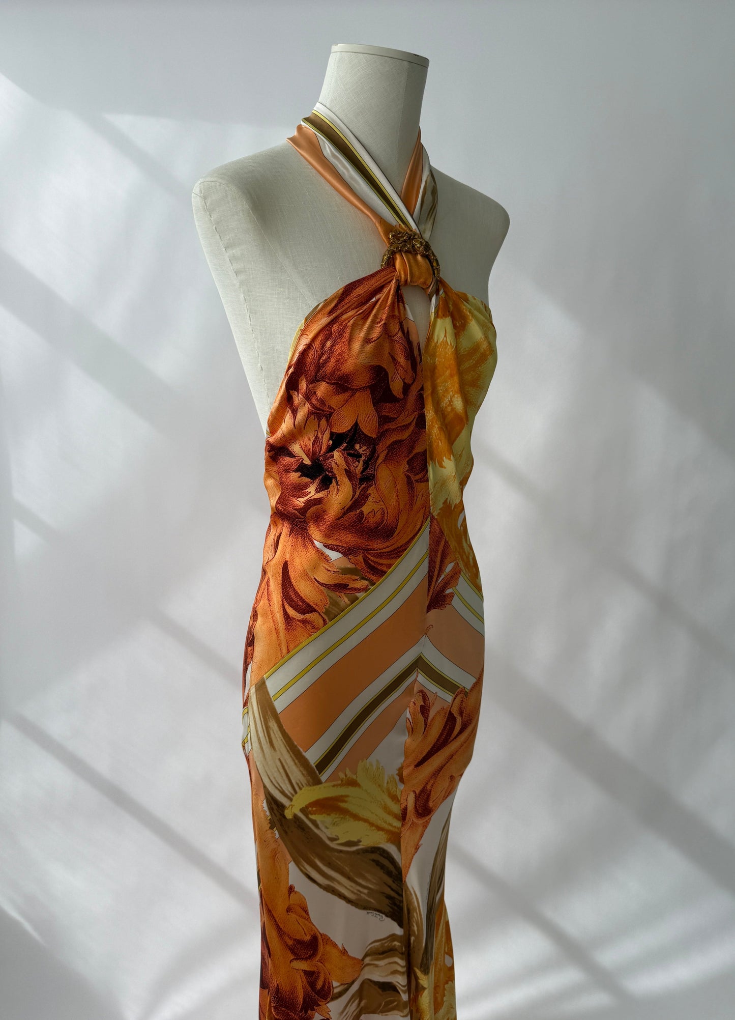 Roberto Cavalli 2005 Vintage Silk Printed Halter Dress (M)
