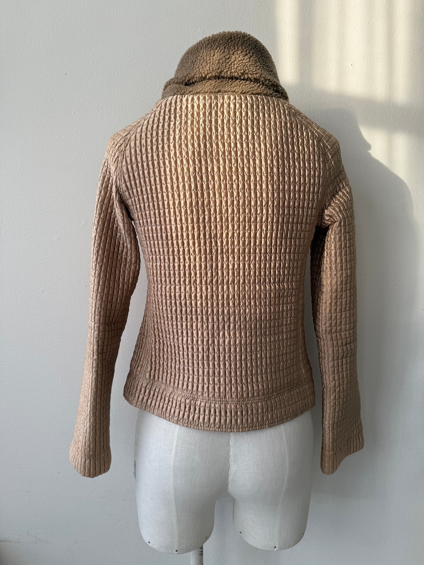 Miu Miu F/W 2002 Gold Quilted Faux Shearling Runway Jacket