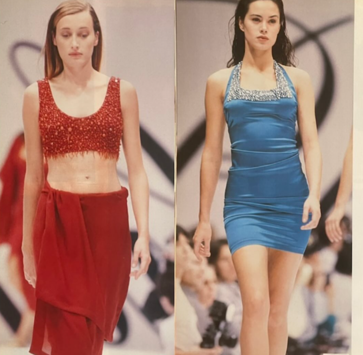 Blumarine S/S 1990 Vintage Blue Pearl Halter Dress (XS-M)