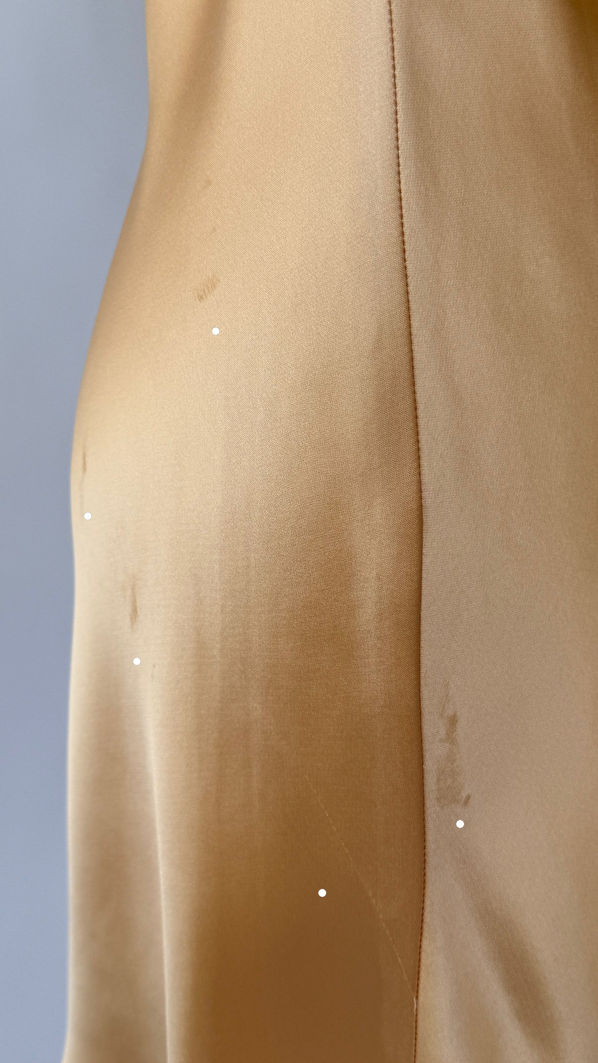 Detail photo showing the skirt of the Dolce & Gabbana Vintage 1995 slip dress