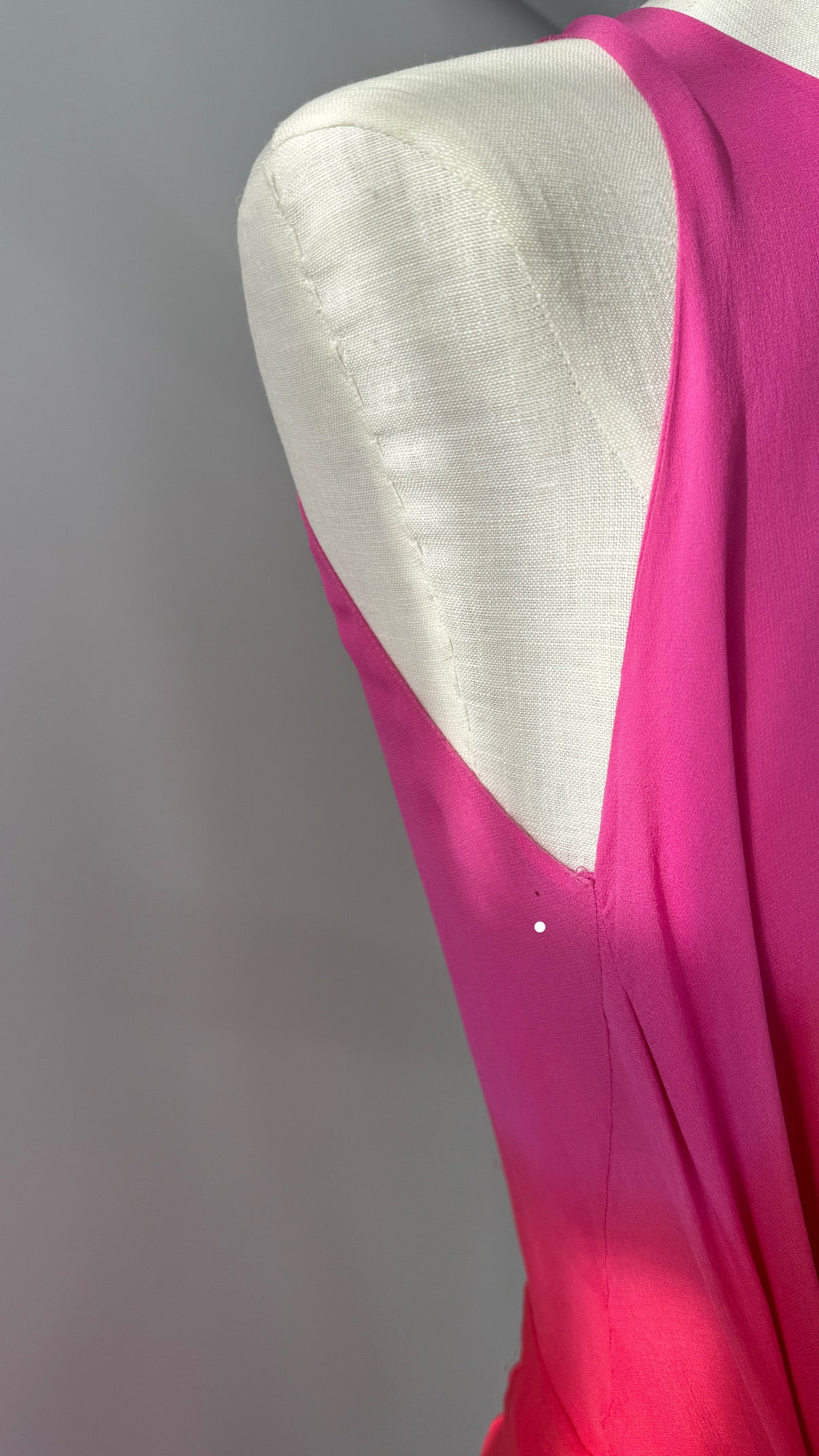 Vintage Versace F/W 2002 Runway Pink Ombre Open Back Silk Dress in size S.
