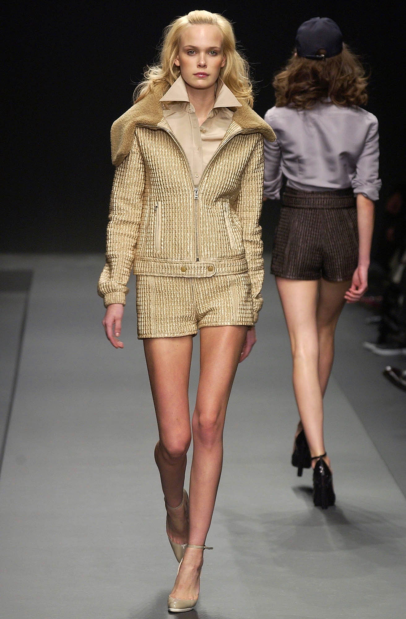 Miu Miu F/W 2002 Gold Quilted Faux Shearling Runway Jacket