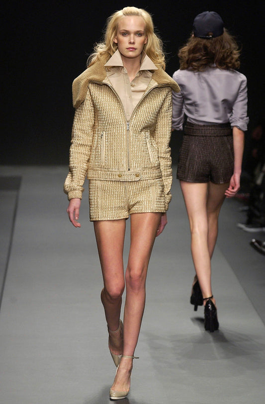 Miu Miu F/W 2002 Gold Quilted Faux Shearling Runway Jacket