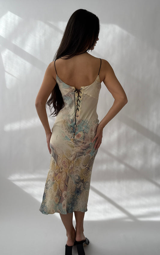 Roberto Cavalli S/S 2002 Silk Lace-UpDress (S)