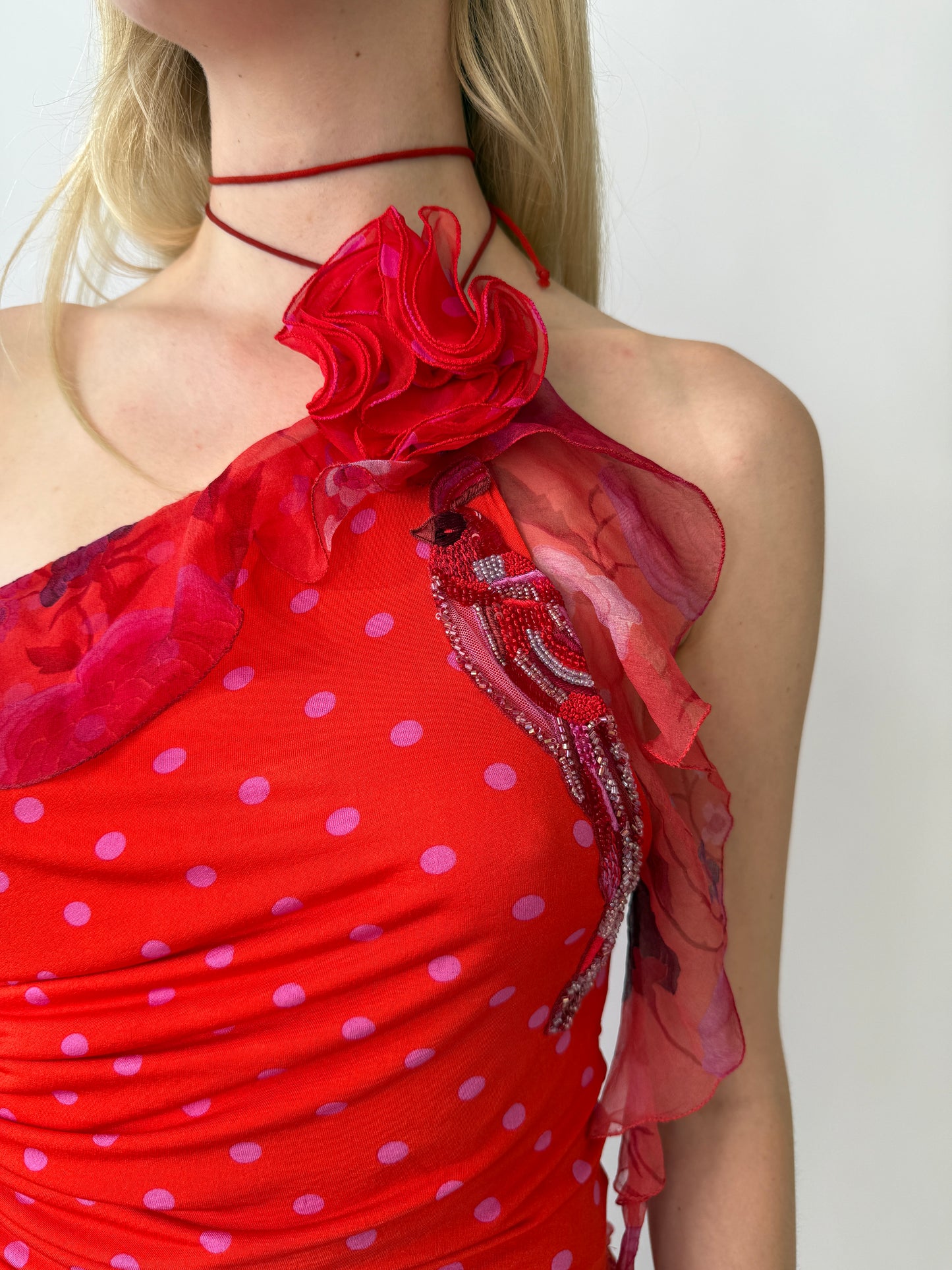 Emanuel Ungaro S/S 2003 Ruffle Halter Runway Dress (XS)