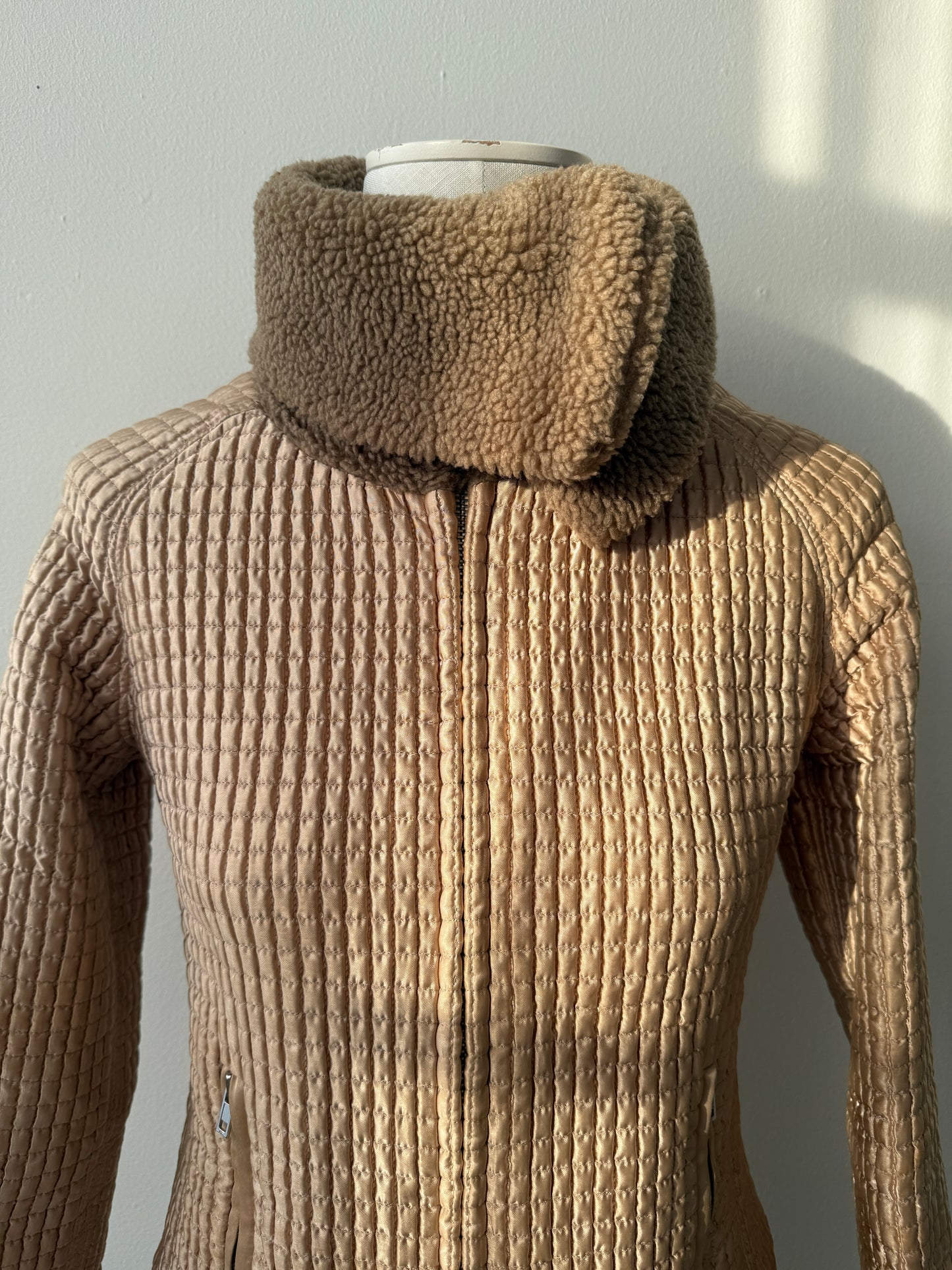 Miu Miu F/W 2002 Gold Quilted Faux Shearling Runway Jacket