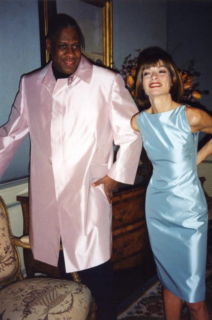 Gucci by Tom Ford S/S 1998 Black Panelled Sheath Satin Pencil Dress worn by Anna Wintour.