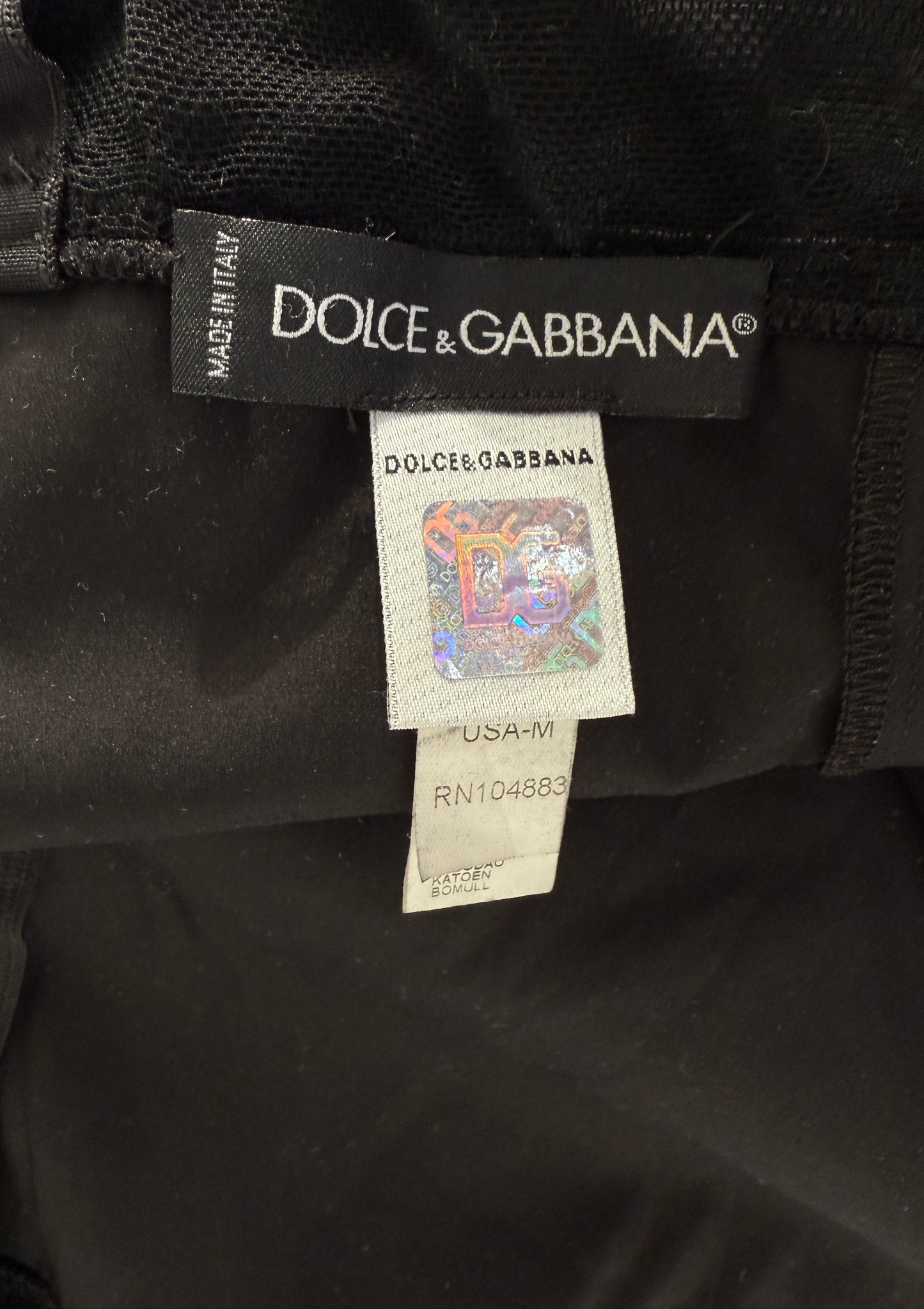 Dolce & Gabbana 00's Vintage Black Silk Lace Lingerie Bustier Top (S)