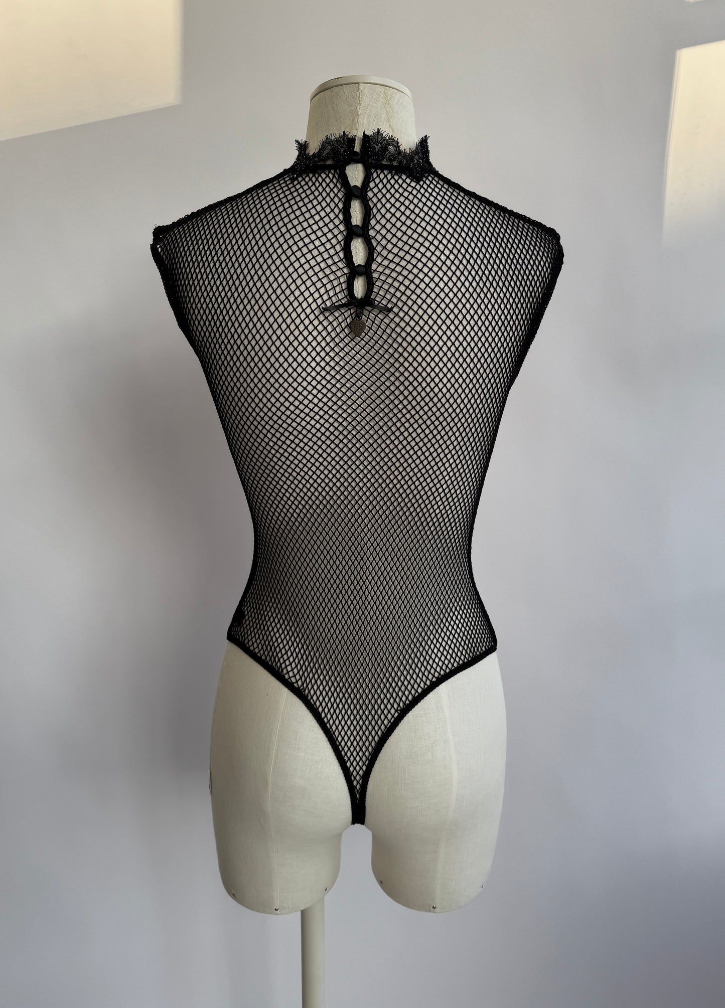 Vintage La Perla S/S 2008 Black Label Embellished Mesh Dragon Bodysuit in size S/M.