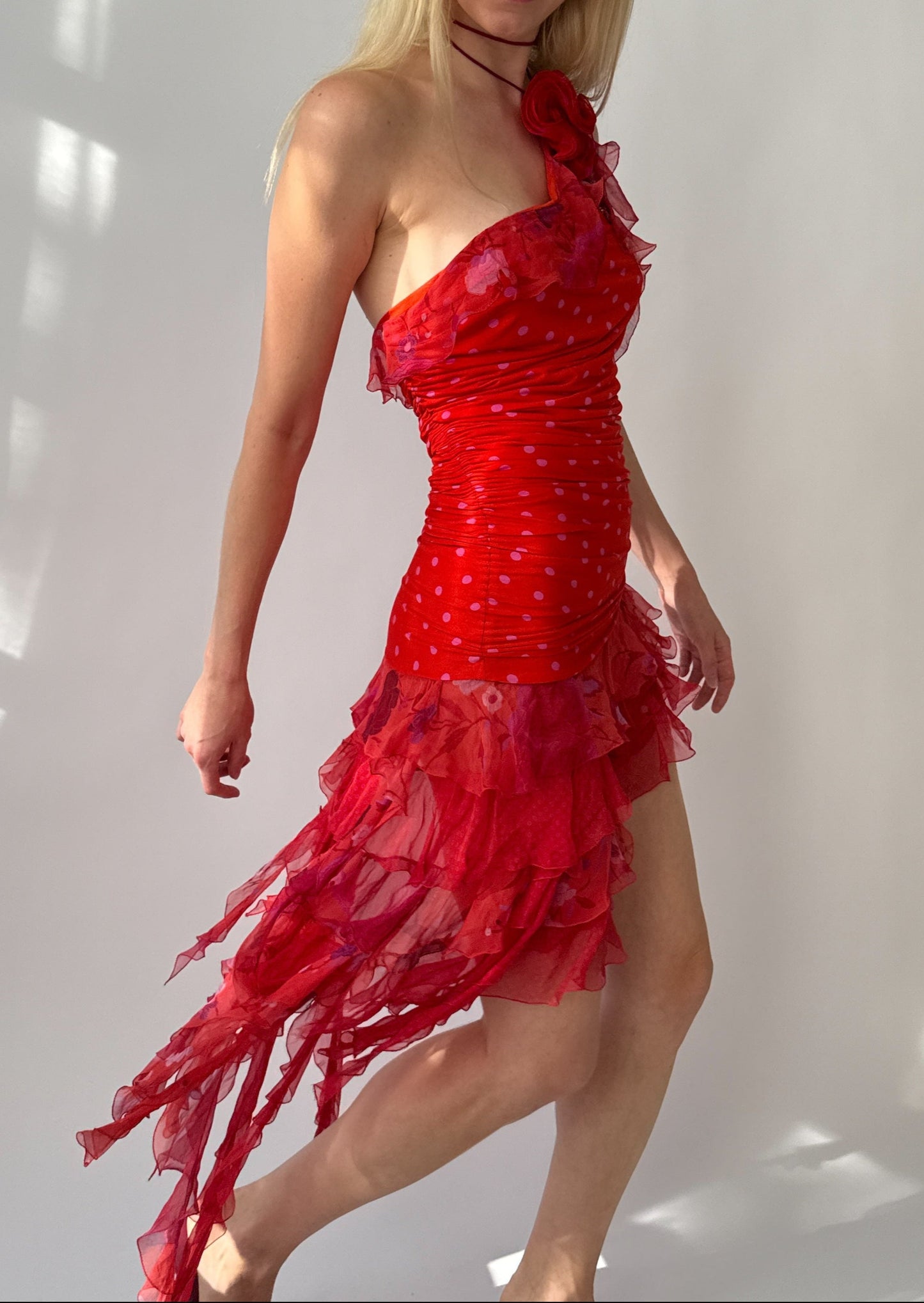 Emanuel Ungaro S/S 2003 Ruffle Halter Runway Dress (XS)