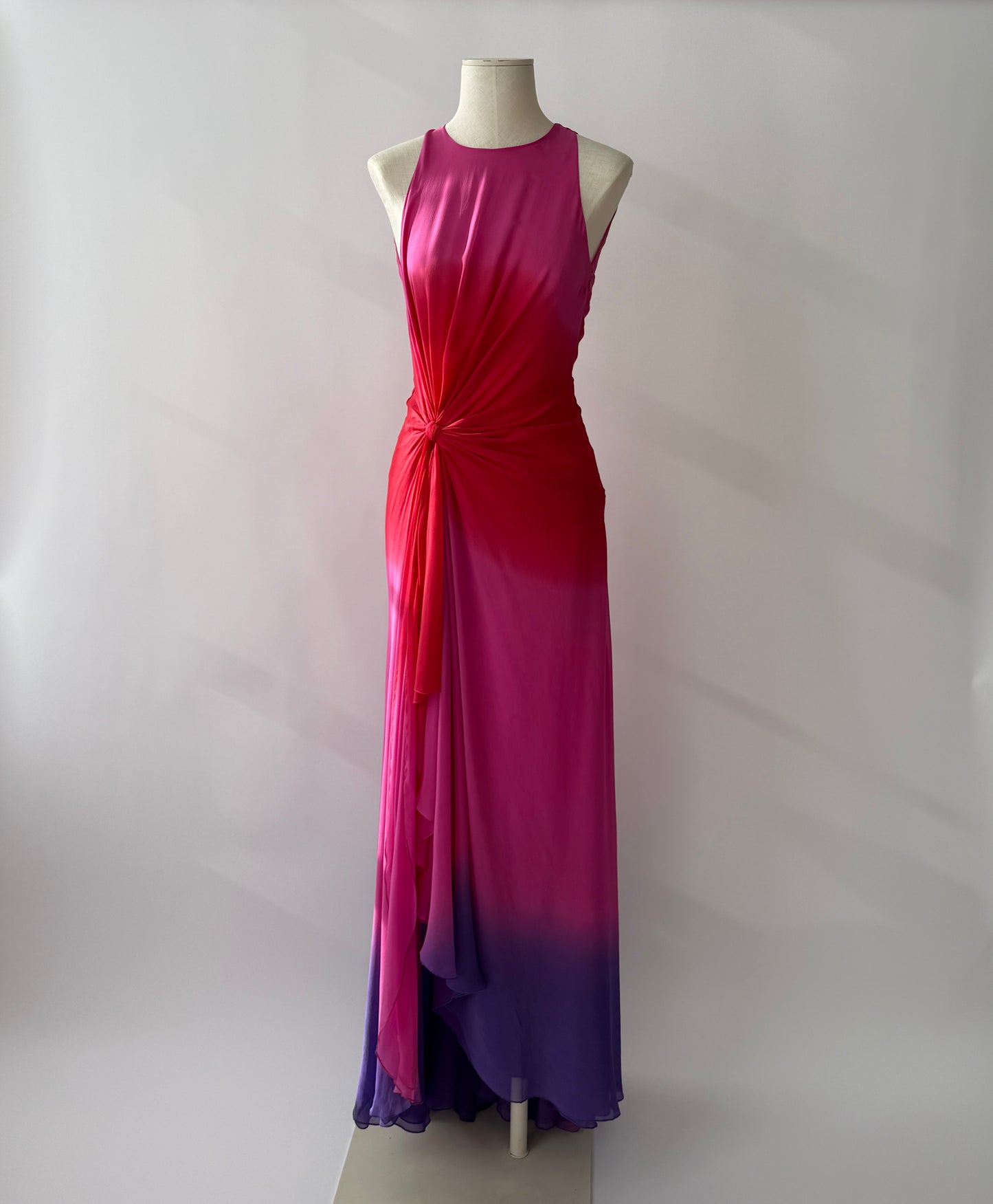 Vintage Versace F/W 2002 Runway Pink Ombre Open Back Silk Dress in size S.