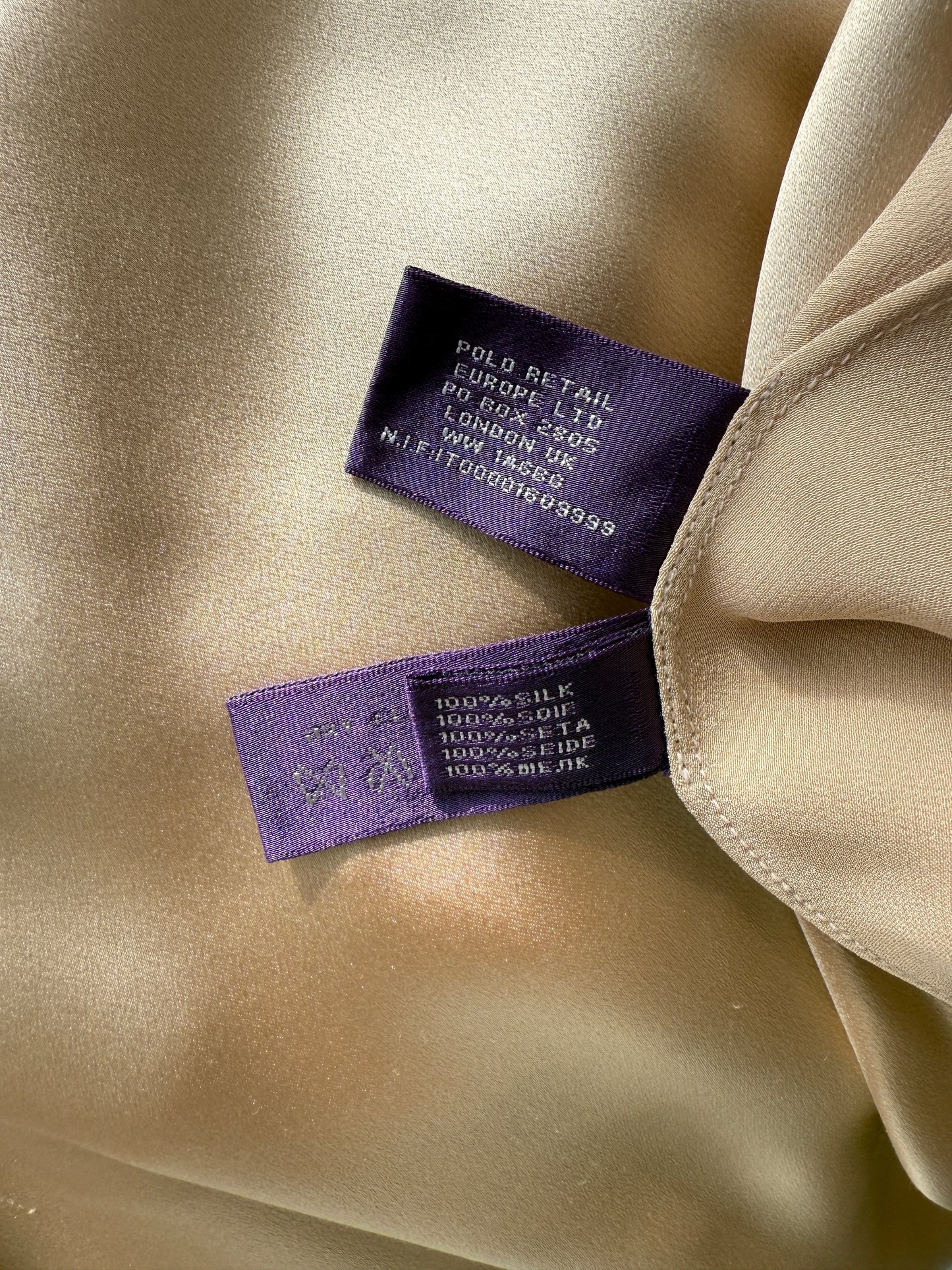 Ralph Lauren Purple Label S/S 2012 Champagne Bias Cut Silk Slip Dress in size S/M labels.