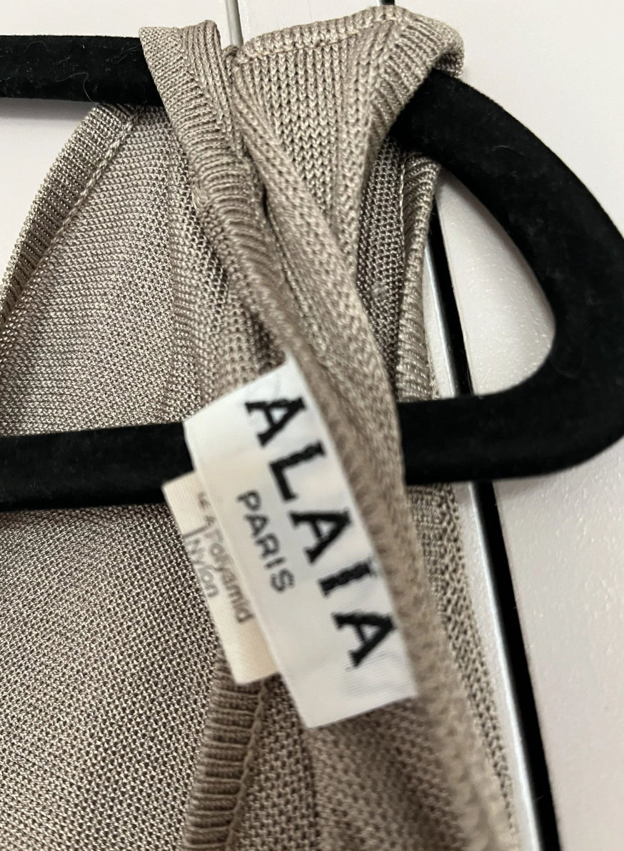 Azzedine Alaia S/S 1984 Vintage Plunging Open Back Bodycon Dress (S/M)