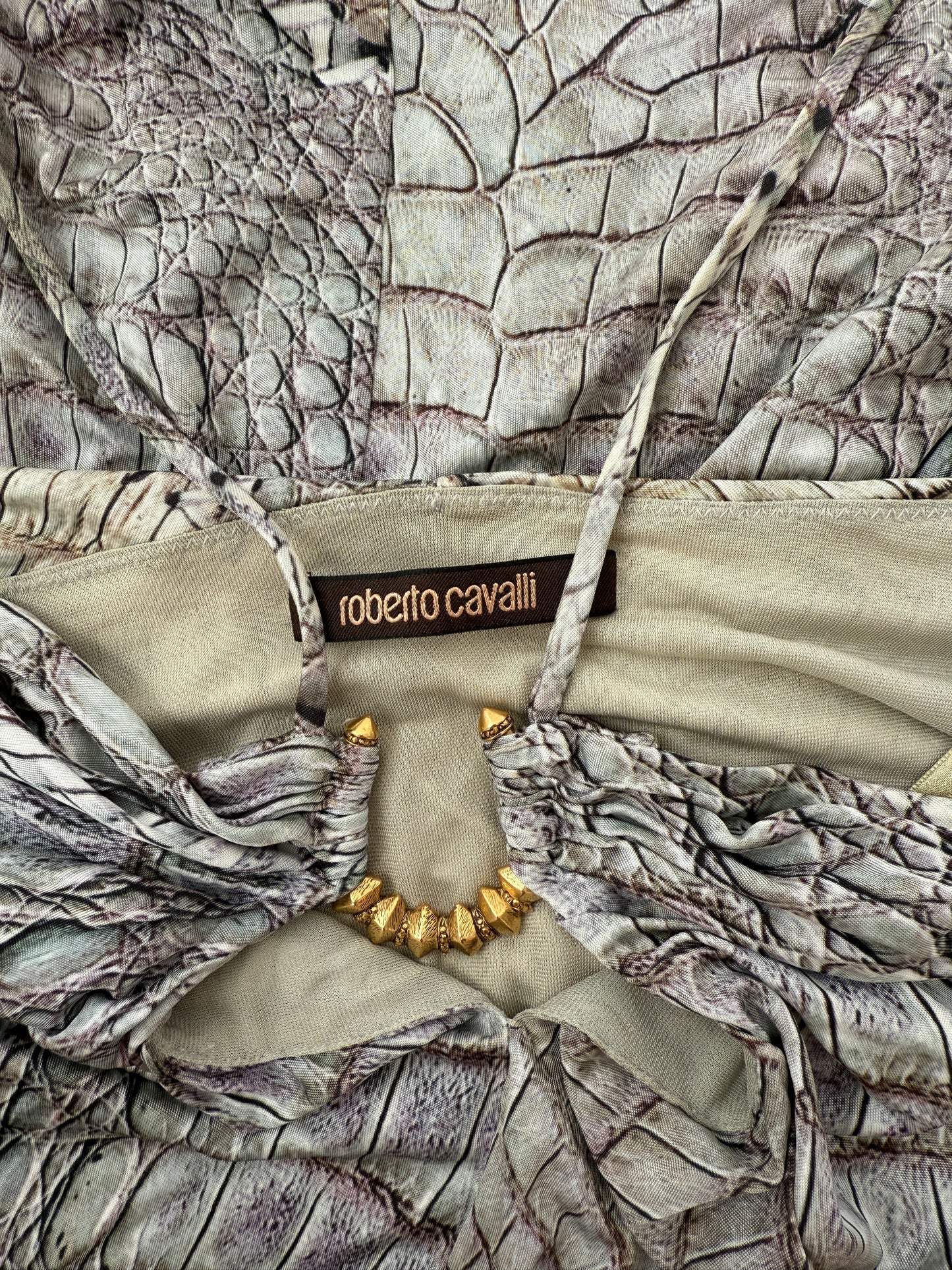 Roberto Cavalli designer label inside S/S 2011 mini dress.