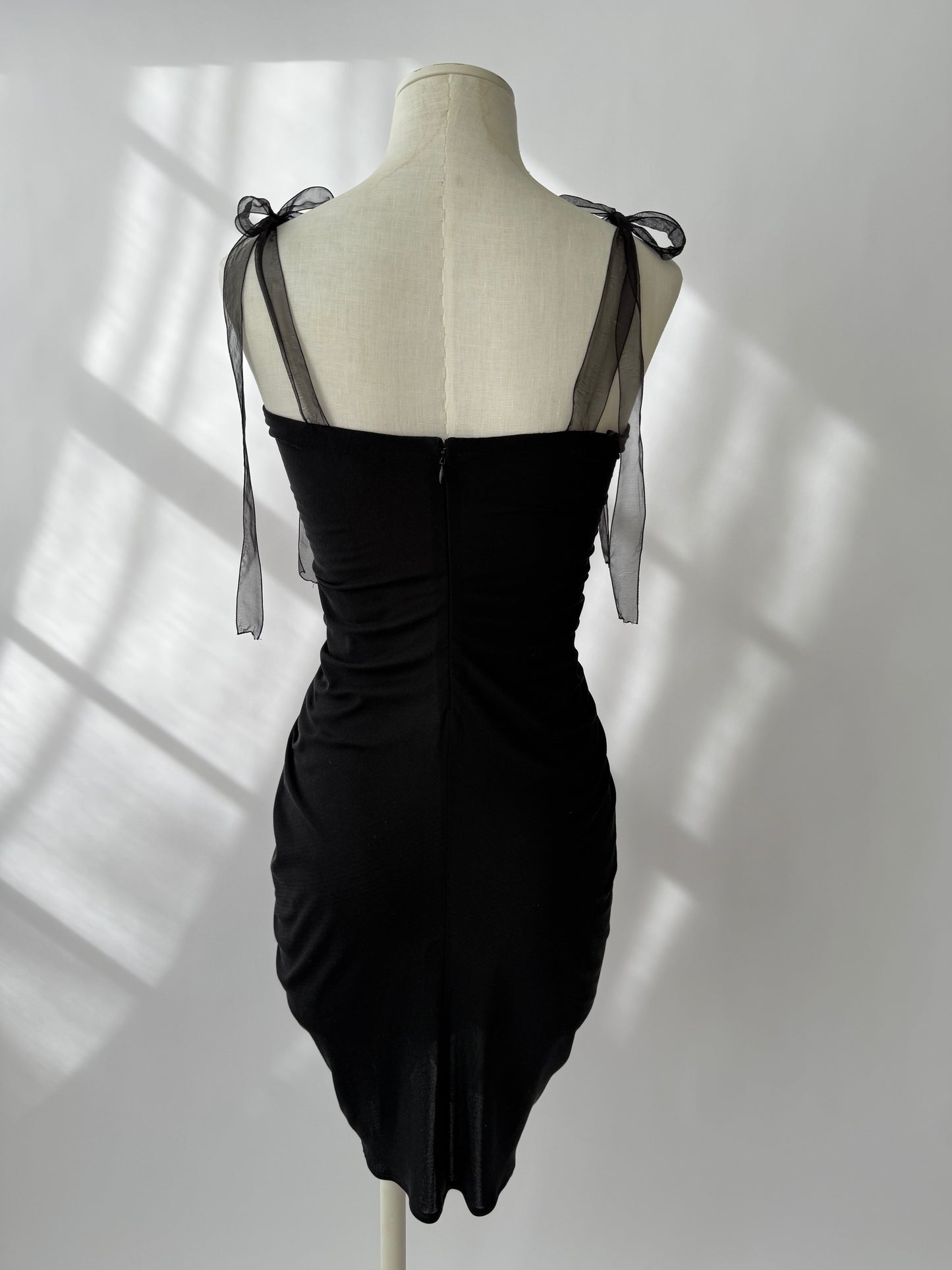 Emanuel Ungaro F/W 2003 Runway Black Silk Ruched Dress (S)