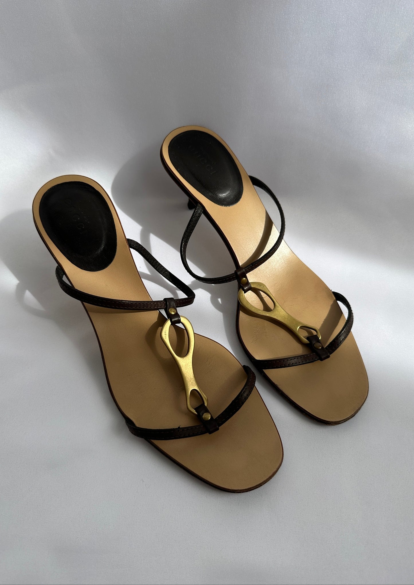 Gucci by Tom Ford brown leather heeled mules