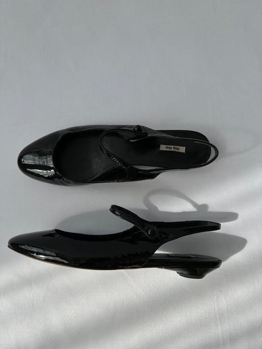 Miu Miu Patent Leather Slingback Mules