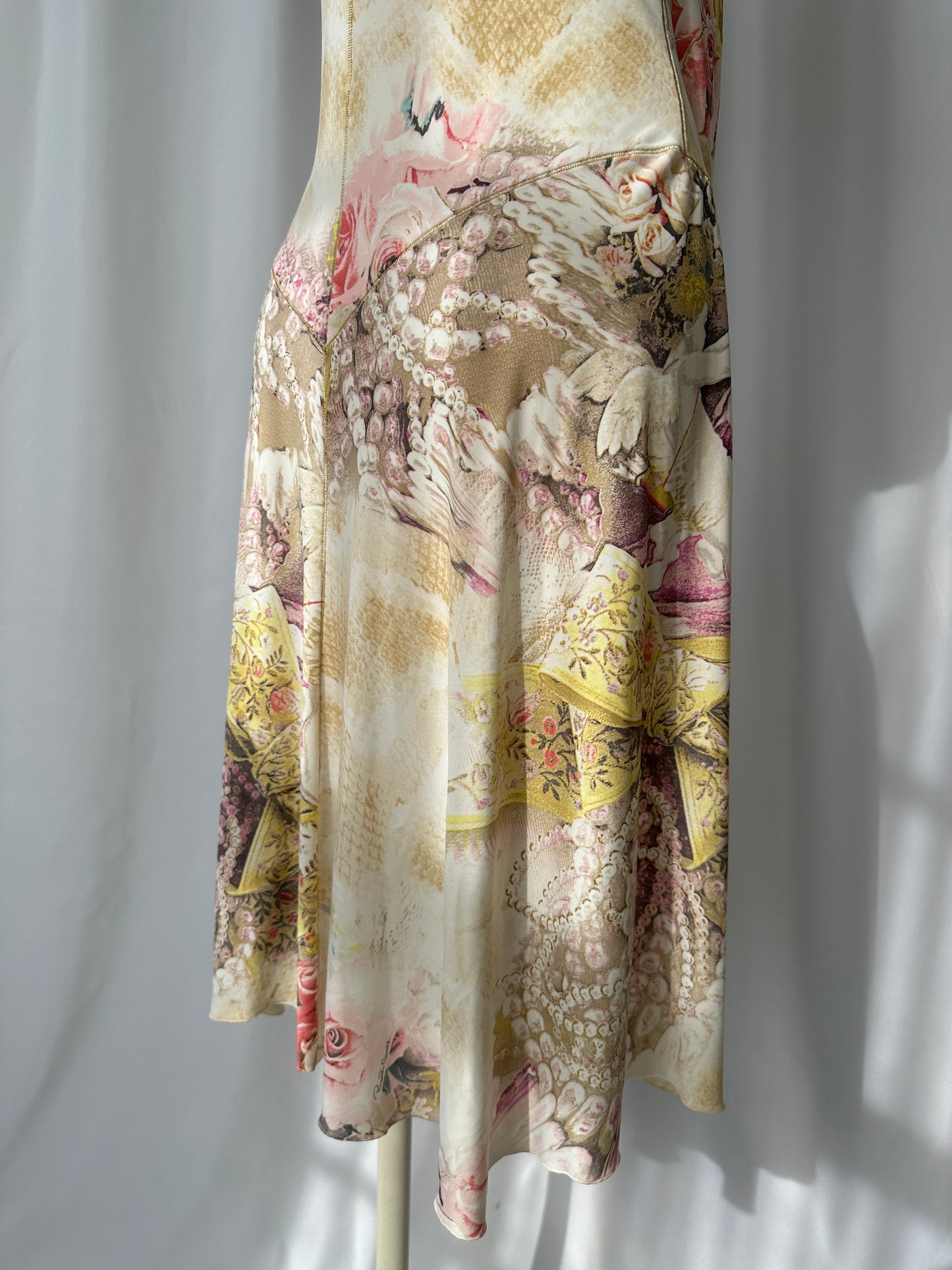 Roberto Cavalli S/S 2003 Angels and Roses Print Silk Dress