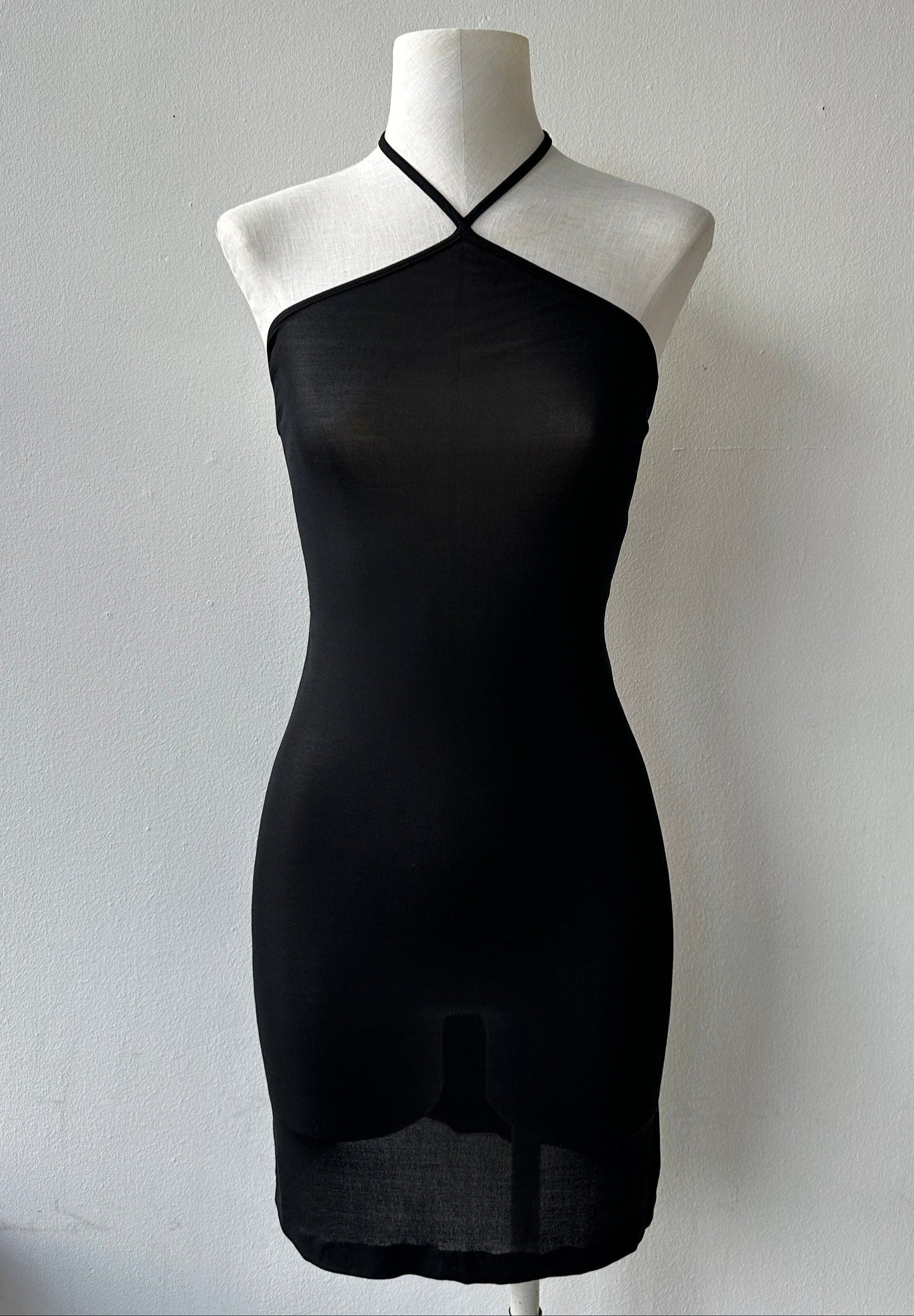Gucci by Tom Ford S/S 1998 Black Halter Buckle Mini Dress in size XS