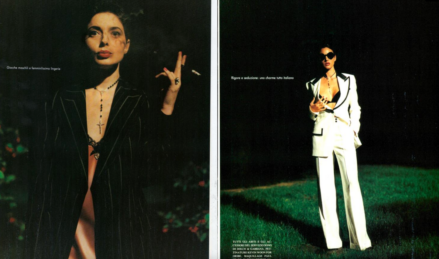Dolce & Gabbana S/S 1995 Vintage Black and Blue Satin Pendant Slip Dress with Lace Trim in size M.