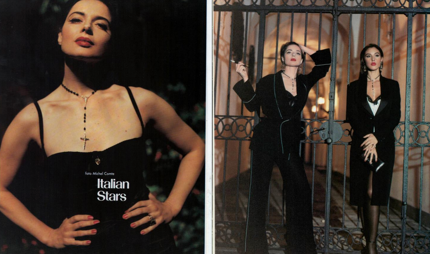 Dolce & Gabbana S/S 1995 Vintage Black and Blue Satin Pendant Slip Dress with Lace Trim in size M.