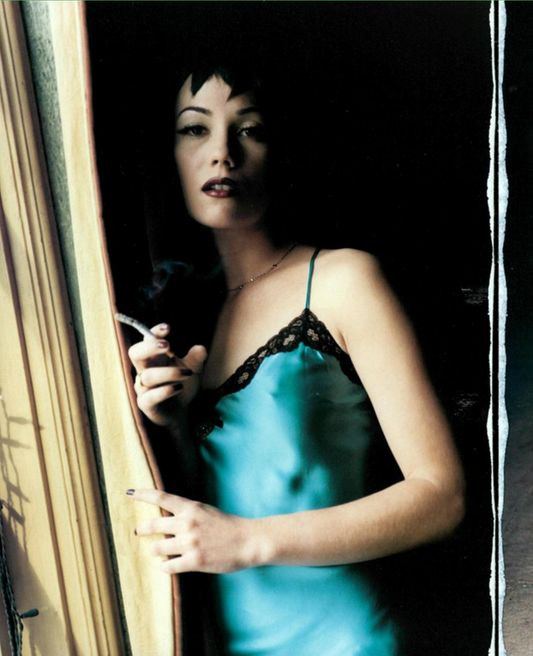 Dolce & Gabbana S/S 1995 Vintage Black and Blue Satin Pendant Slip Dress with Lace Trim in size M.