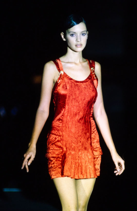 Versace S/S 1994 Runway Vintage Safety Pin Blue Silk Dress (XS)