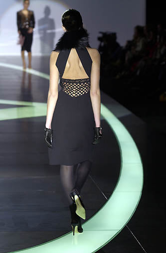 Valentino F/W 2001 Black Silk Beaded Backless Mini Dress