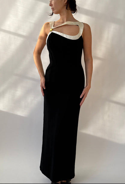 Thierry Mugler 1999 Black and White Sculptural Runway Gown (M/L)