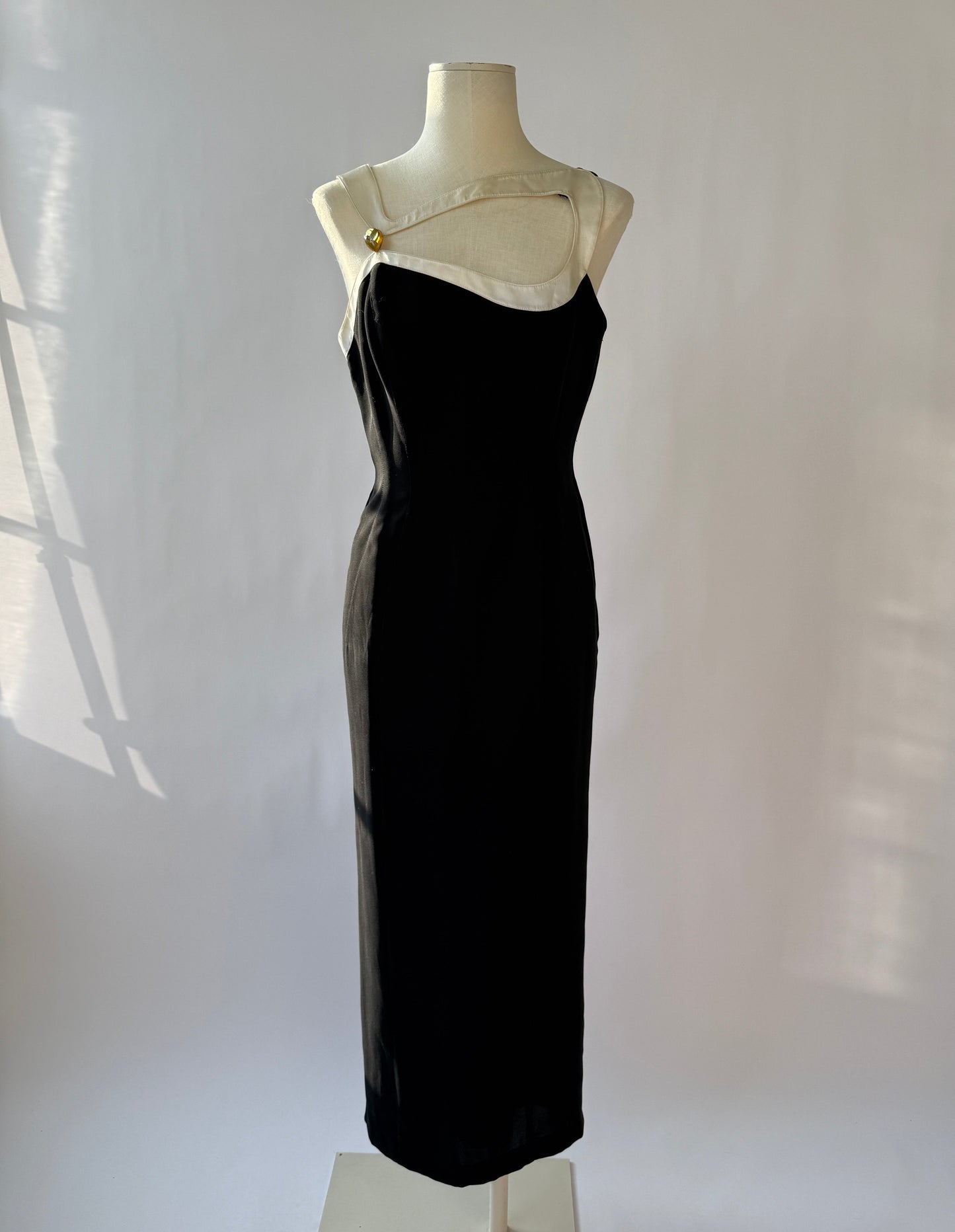 Thierry Mugler 1999 Black and White Sculptural Runway Gown (M/L)