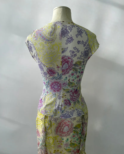 Emanuel Ungaro 2000s Vintage Silk Floral Two Piece Skirt Set (S)