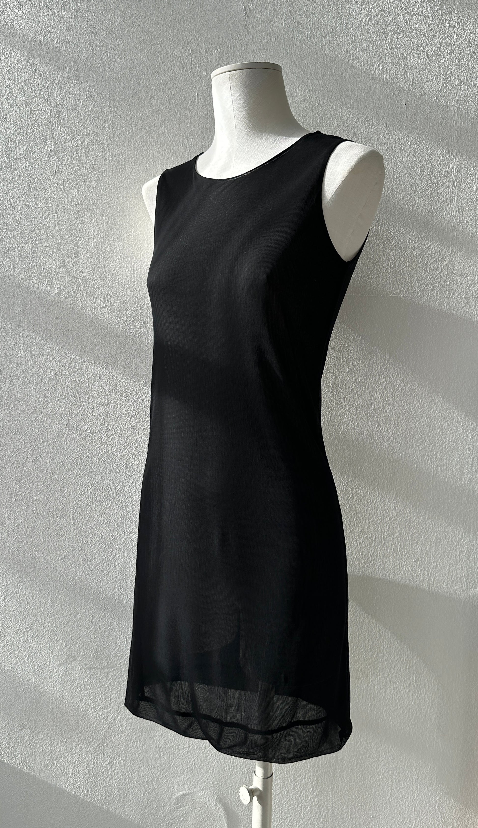 Gucci by Tom Ford S/S 1998 Double Layered Semi Sheer Little Black Dress (XS/S)