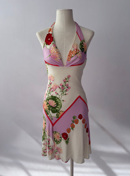 Versace 2000s Vintage Floral Halter Dress (S)