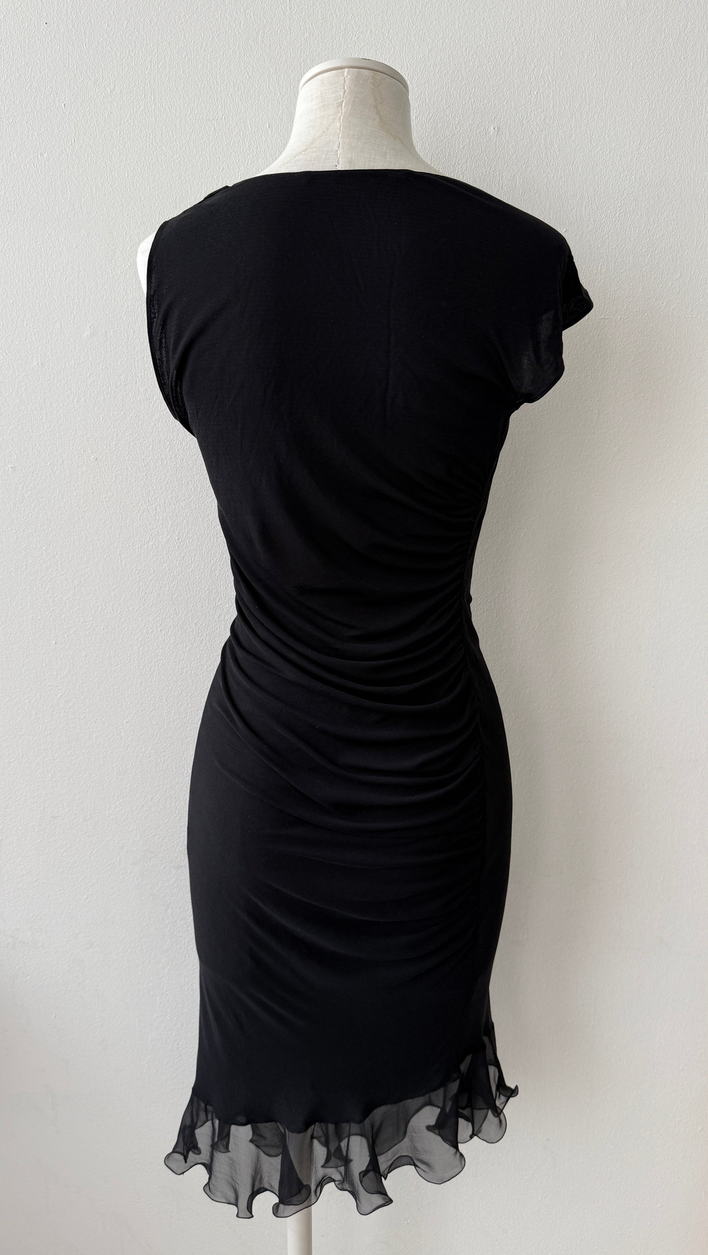 Emanuel Ungaro 2004 Black Silk Ruffle Dress (S)